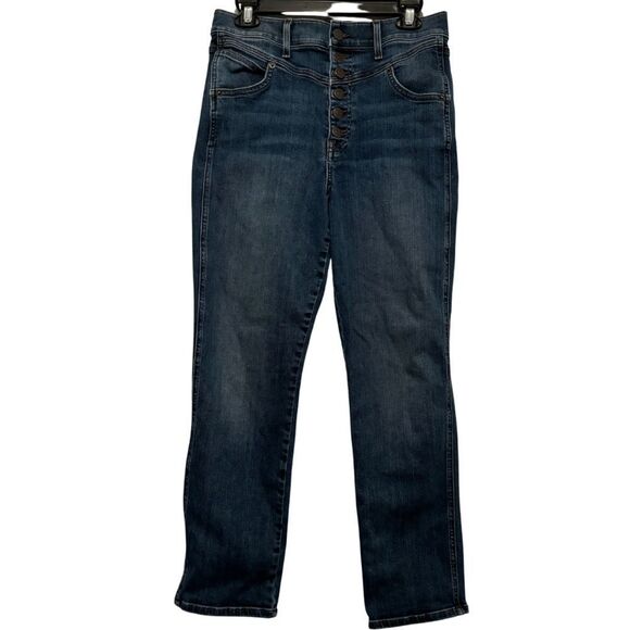 Veronica Beard Ryleigh Slim Straight High Rise Jean in Laguna Wash - Picture 3 of 11